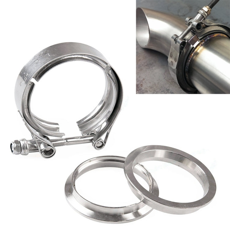 2.5 inch Car Turbo Exhaust Downpipe V-Band Clamp Stainless Steel 304 Flange Clamp - Booster Cable & Clip by PMC TechLife | Online Shopping South Africa | PMC TechLife | Buy Now Pay Later Mobicred