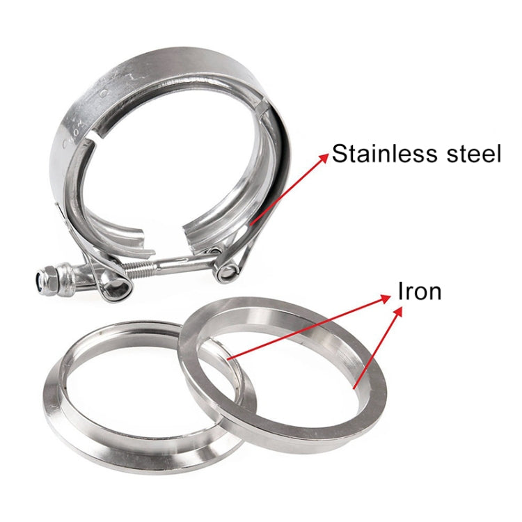 2.5 inch Car Turbo Exhaust Downpipe V-Band Clamp Stainless Steel 304 Flange Clamp - Booster Cable & Clip by PMC TechLife | Online Shopping South Africa | PMC TechLife | Buy Now Pay Later Mobicred
