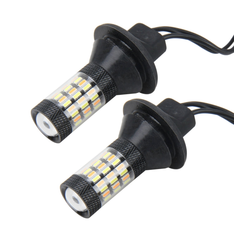 2 PCS 7440 5W 450LM 60LEDs DC 12V SMD-4014 Car Auto Brake Light Turn Signal Lights Car Source Set(White Light+Yellow Light), Cable Length: 40cm - Brake Lights by PMC TechLife | Online Shopping South Africa | PMC TechLife | Buy Now Pay Later Mobicred