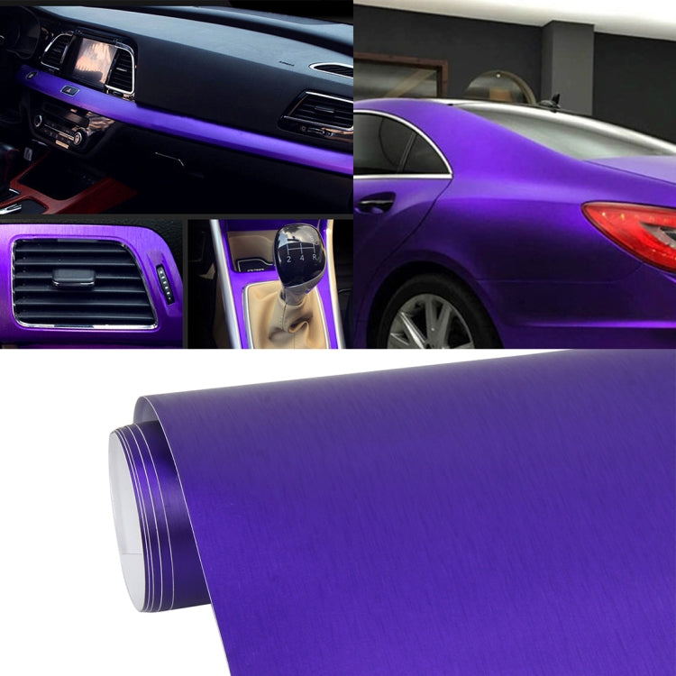 1.52 * 0.5m Waterproof PVC Wire Drawing Brushed Chrome Vinyl Wrap Car Sticker Automobile Ice Film Stickers Car Styling Matte Brushed Car Wrap Vinyl Film (Purple) - Auto Film by PMC Jewellery | Online Shopping South Africa | PMC Jewellery | Buy Now Pay Later Mobicred