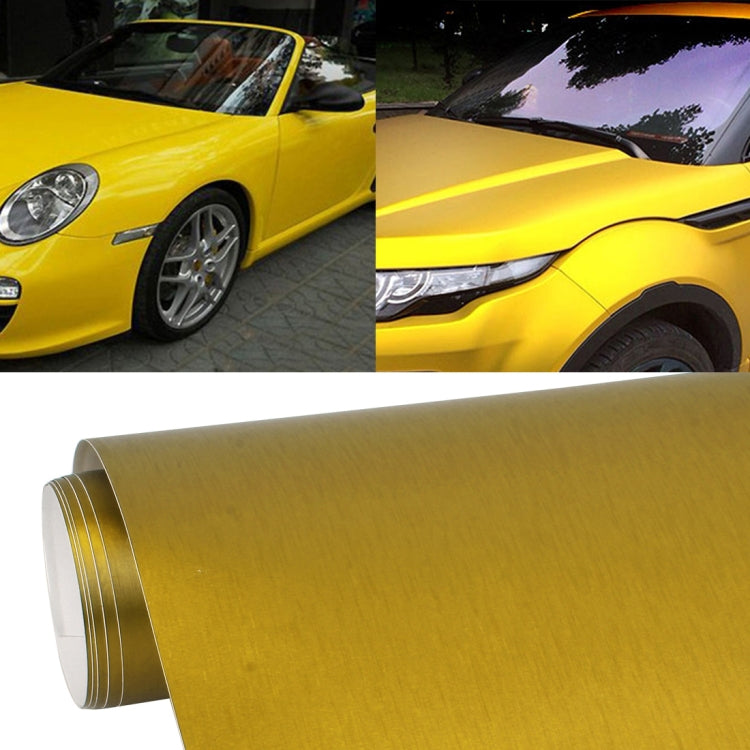 1.52 * 0.5m Waterproof PVC Wire Drawing Brushed Chrome Vinyl Wrap Car Sticker Automobile Ice Film Stickers Car Styling Matte Brushed Car Wrap Vinyl Film (Gold) - Auto Film by PMC Jewellery | Online Shopping South Africa | PMC Jewellery | Buy Now Pay Later Mobicred