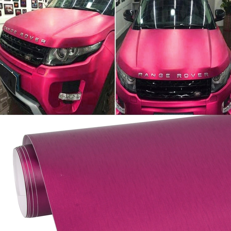 1.52 * 0.5m Waterproof PVC Wire Drawing Brushed Chrome Vinyl Wrap Car Sticker Automobile Ice Film Stickers Car Styling Matte Brushed Car Wrap Vinyl Film (Magenta) - Auto Film by PMC Jewellery | Online Shopping South Africa | PMC Jewellery | Buy Now Pay Later Mobicred
