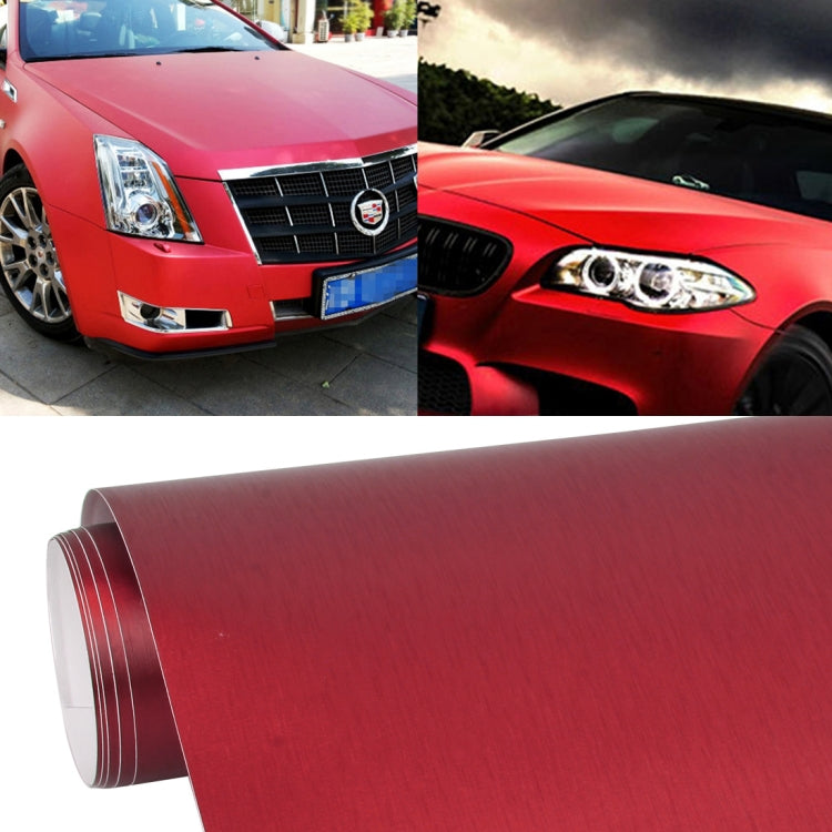 1.52 * 0.5m Waterproof PVC Wire Drawing Brushed Chrome Vinyl Wrap Car Sticker Automobile Ice Film Stickers Car Styling Matte Brushed Car Wrap Vinyl Film (Red) - Auto Film by PMC Jewellery | Online Shopping South Africa | PMC Jewellery | Buy Now Pay Later Mobicred