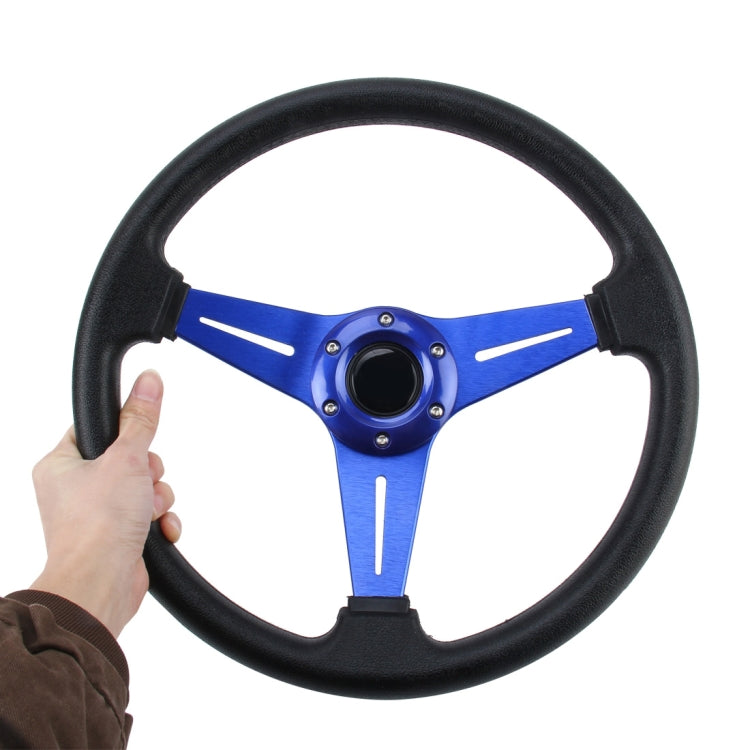 35cm PU Racing Sport Hand Wheel Car Modified Steering Wheel(Blue) - Steering Wheel Accessories by PMC TechLife | Online Shopping South Africa | PMC TechLife | Buy Now Pay Later Mobicred