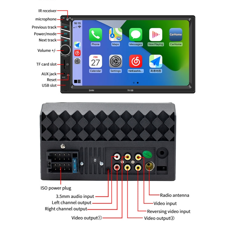 7013B HD 7 inch Car Radio Receiver MP5 Player, Support FM & Bluetooth & TF Card & Phone Link & Wired Carplay - Car MP3 & MP4 & MP5 by PMC TechLife | Online Shopping South Africa | PMC TechLife | Buy Now Pay Later Mobicred