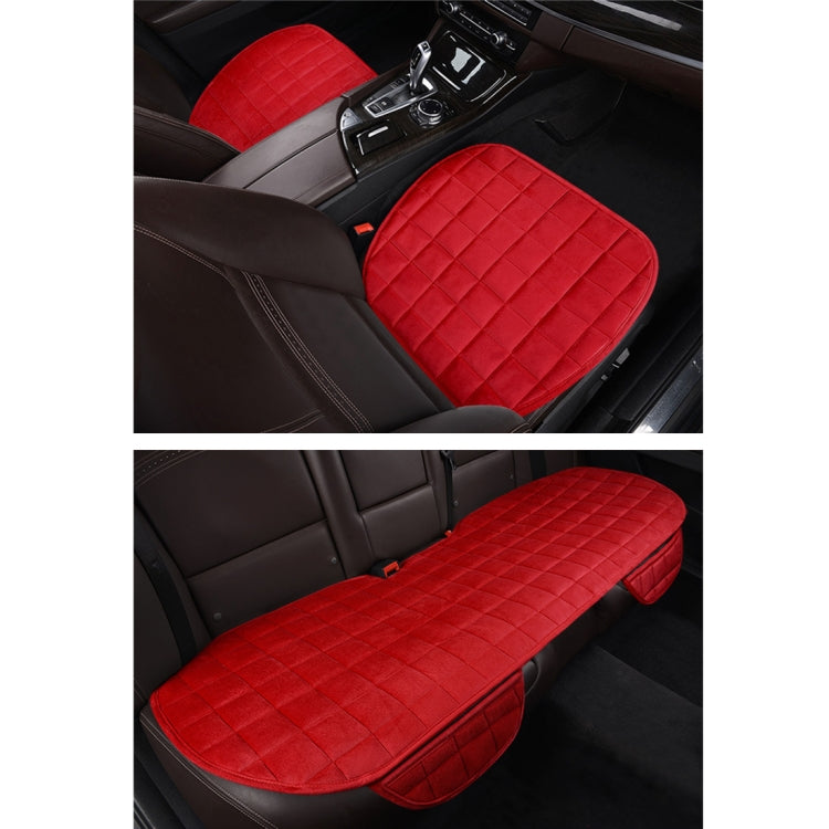 3 PCS / Set  Warm Car Seat Cover Cushion Five Seats Universal Two Front Row Seat Covers and One Back Row Seat Cover Car Non-slip Chair Pad Warm Car Mats No Back Plush Cushion(Red) - Seat Accessories by PMC TechLife | Online Shopping South Africa | PMC TechLife | Buy Now Pay Later Mobicred