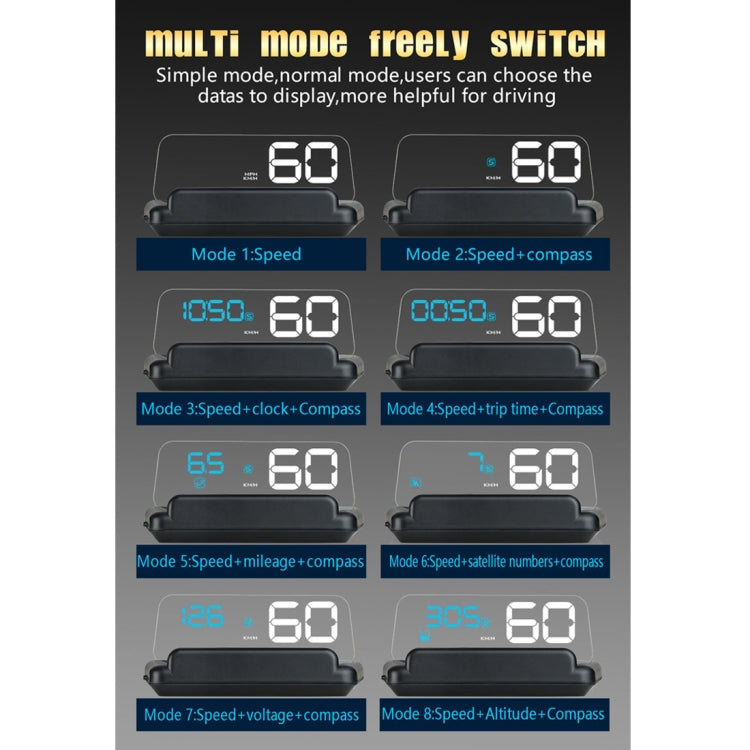 T900 Car GPS HUD Virtual HD Reflection Board Head-up Display, Speed & Driving Distance / Time Display, Over Speed & Voltage & Low Voltage Alarm, Fatigue Driving - Head Up Display System by PMC TechLife | Online Shopping South Africa | PMC TechLife | Buy Now Pay Later Mobicred