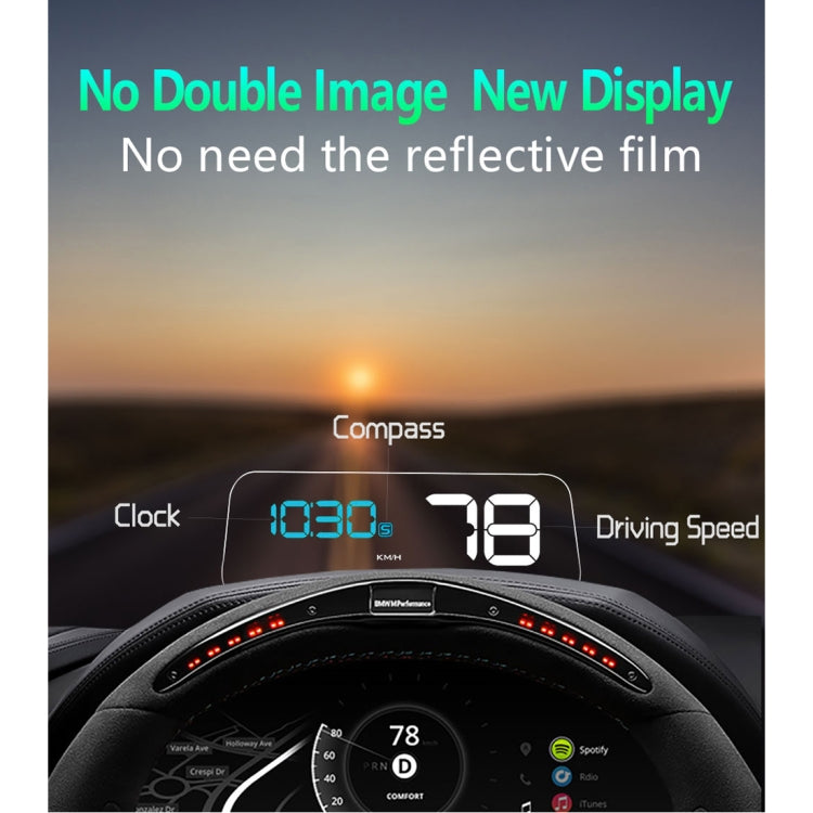 T900 Car GPS HUD Virtual HD Reflection Board Head-up Display, Speed & Driving Distance / Time Display, Over Speed & Voltage & Low Voltage Alarm, Fatigue Driving - Head Up Display System by PMC TechLife | Online Shopping South Africa | PMC TechLife | Buy Now Pay Later Mobicred