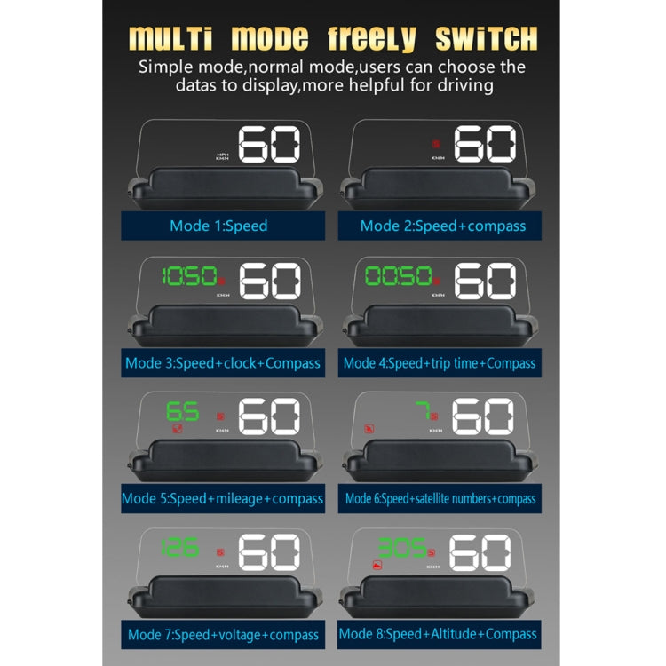 T900 Car GPS HUD Virtual HD Reflection Board Head-up Display, Speed & Driving Distance / Time Display, Over Speed & Voltage & Low Voltage Alarm, Fatigue Driving(Green) - Head Up Display System by PMC TechLife | Online Shopping South Africa | PMC TechLife | Buy Now Pay Later Mobicred