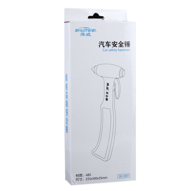 SHUNWEI SD-3501 Seat Belt Cutter Window Breaker Auto Rescue Tool Ideal Plastic Shell Car Safety Emergency Hammer with Adhesive Tape And Fixation Frame (Black) - free shipping - PMC TechLife - Order now!