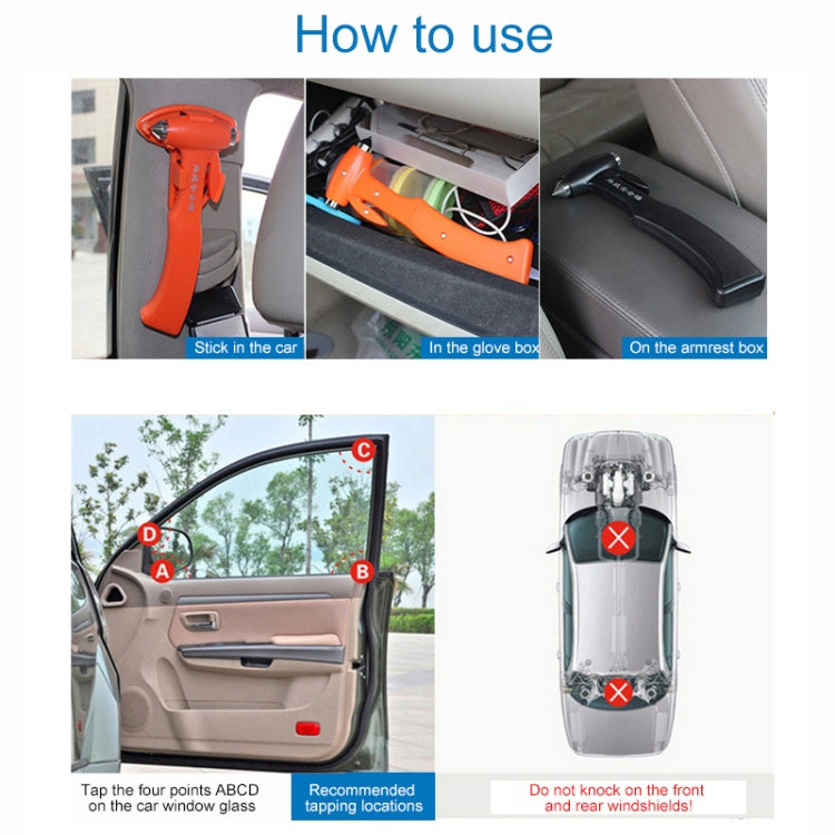 SHUNWEI SD-3501 Seat Belt Cutter Window Breaker Auto Rescue Tool Ideal Plastic Shell Car Safety Emergency Hammer with Adhesive Tape And Fixation Frame (Black) - free shipping - PMC TechLife - Order now!