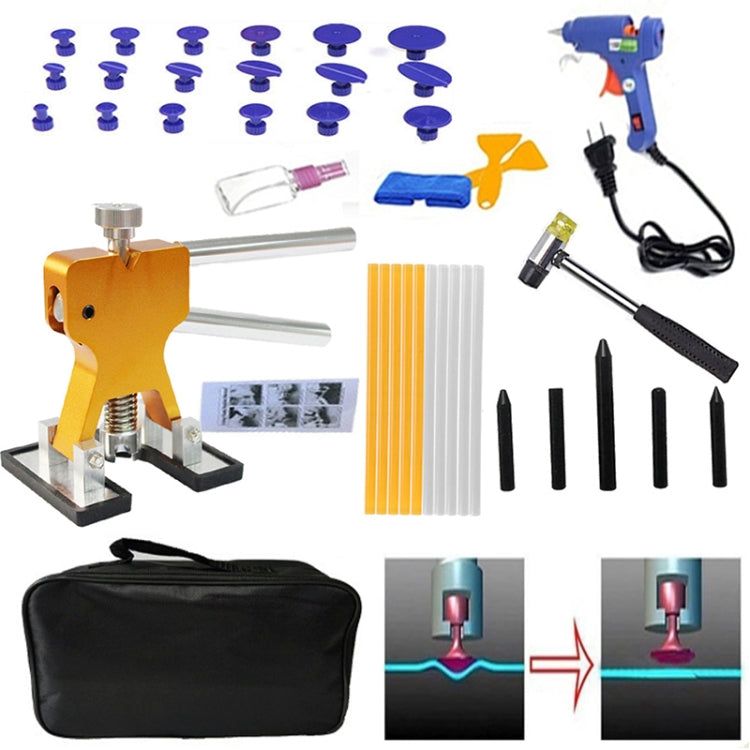 40 in 1 Auto Car Metal PDR Dent Lifter-Glue Puller Tab Hail Removal Paintless Car Dent Repair Tools Kit, with 20W Glue Gun, US Plug or EU Plug - free shipping - PMC TechLife - Order now!