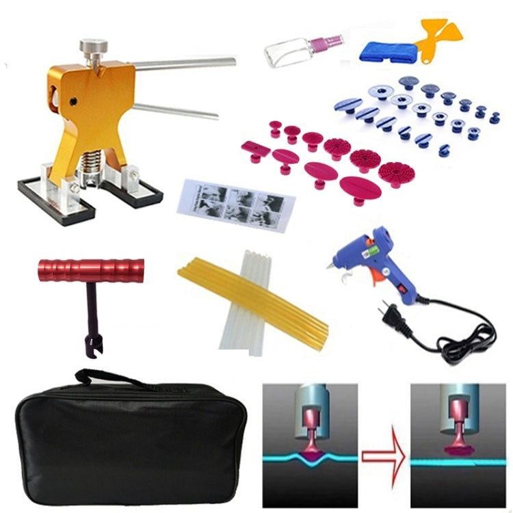 45 in 1 Auto Car Metal PDR Dent Lifter-Glue Puller Tab Hail Removal Paintless Car Dent Repair Tools Kit, with 20W Glue Gun, US Plug or EU Plug - free shipping - PMC TechLife - Order now!