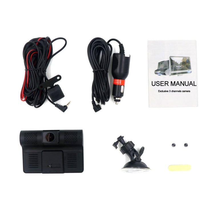 4.0 inch IPS Screen 5.0 Mega Pixels 170 Degrees Wide Angle Full HD 1080P 3 Channels Video Car DVR, Support Night Vision Fill Light / Reversing Visual / TF Card(32GB Max) / G-sensor / Motion Detection - Car DVRs by PMC TechLife | Online Shopping South Africa | PMC TechLife | Buy Now Pay Later Mobicred