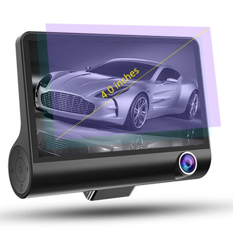 4.0 inch IPS Screen 5.0 Mega Pixels 170 Degrees Wide Angle Full HD 1080P 3 Channels Video Car DVR, Support Night Vision Fill Light / Reversing Visual / TF Card(32GB Max) / G-sensor / Motion Detection - Car DVRs by PMC TechLife | Online Shopping South Africa | PMC TechLife | Buy Now Pay Later Mobicred