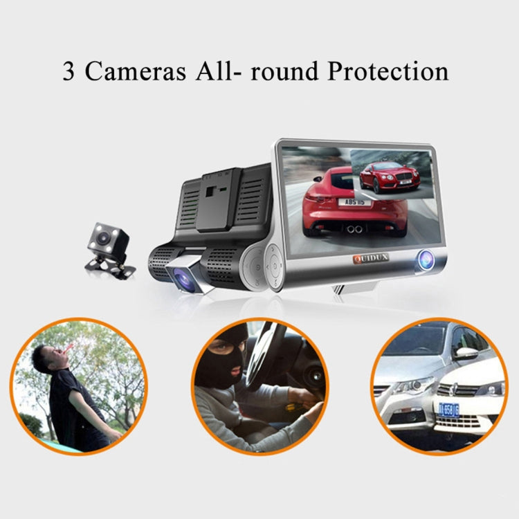 4.0 inch IPS Screen 5.0 Mega Pixels 170 Degrees Wide Angle Full HD 1080P 3 Channels Video Car DVR, Support Night Vision Fill Light / Reversing Visual / TF Card(32GB Max) / G-sensor / Motion Detection - Car DVRs by PMC TechLife | Online Shopping South Africa | PMC TechLife | Buy Now Pay Later Mobicred
