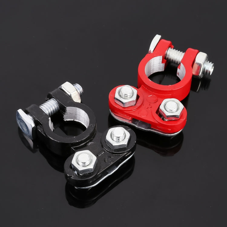 2 PCS Positive and Negative Car U Shape Metal Battery Connectors Terminals Clamps Clips, L Size, Inner Diameter: 16mm (Black + Red) - Booster Cable & Clip by PMC TechLife | Online Shopping South Africa | PMC TechLife | Buy Now Pay Later Mobicred