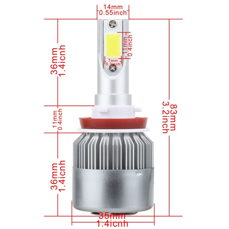 2 PCS H8/H9/H11 18W 1800 LM 6000K IP68 Casnbus Constant Current Car LED Headlight with 2 COB Lamps, DC 9-36V(White Light) - LED Headlamps by PMC TechLife | Online Shopping South Africa | PMC TechLife | Buy Now Pay Later Mobicred