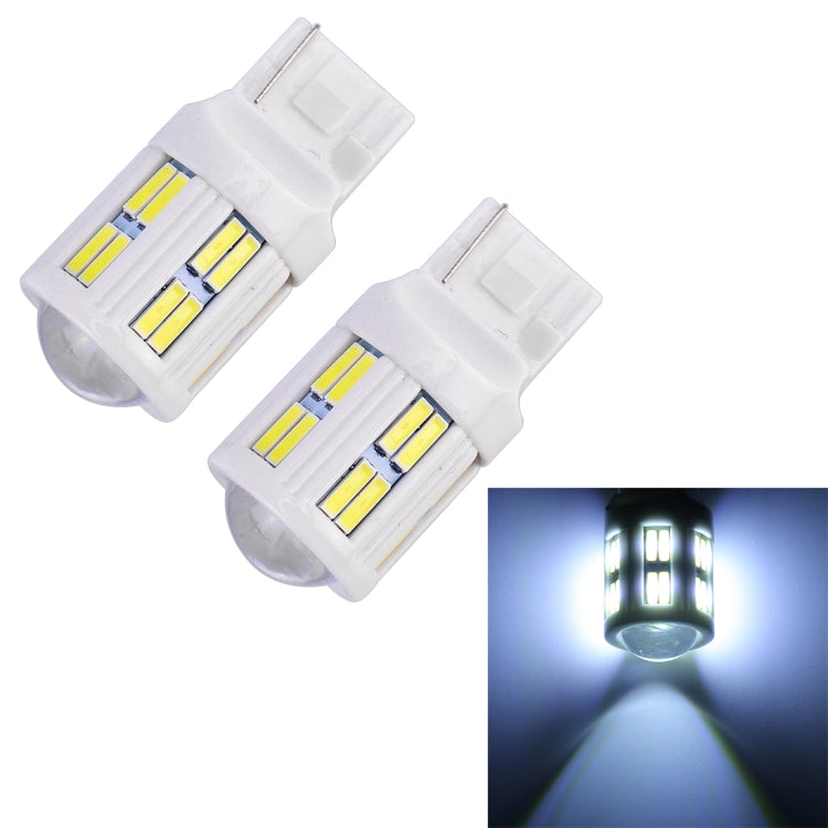 2 PCS T20 / 7440 3W DC 12V 6000K 200LM Car Auto Ceramics Turn Lights / Reversing Light 16LEDs SMD-7020 Lamps, with Projector Lens(White Light) - Brake Lights by PMC TechLife | Online Shopping South Africa | PMC TechLife | Buy Now Pay Later Mobicred