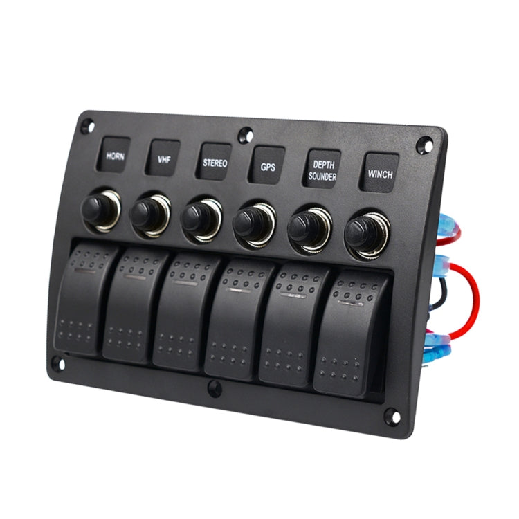 3Pin 6 Way Switches Combination Switch Panel with Light and Projector Lens for Car RV Marine Boat - Car Switches by PMC TechLife | Online Shopping South Africa | PMC TechLife