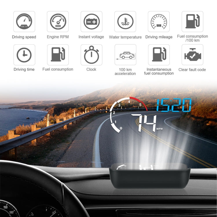 M10 3.5 inch Universal Car OBD2 HUD Vehicle-mounted Head Up Display (Blue) - Head Up Display System by PMC TechLife | Online Shopping South Africa | PMC TechLife | Buy Now Pay Later Mobicred