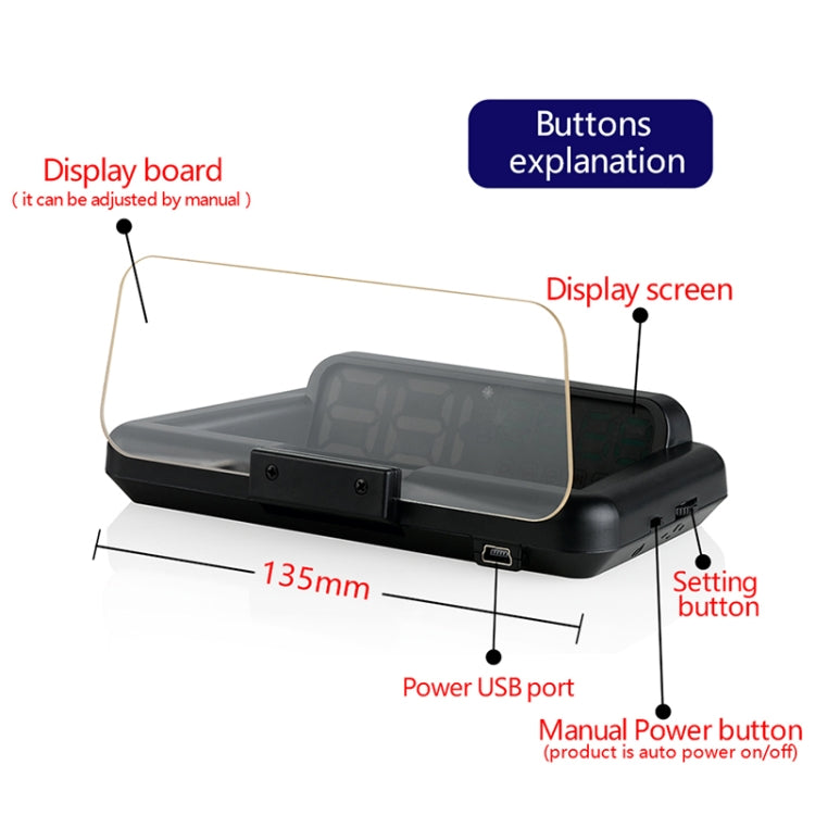 C500 Car HUD Virtual HD Projection Head-up Display, With Adjustable Reflection Board, Speed & RPM & Water Temperature & Oil Consumption & Driving Distance / Time & Voltage Display, Over Speed Alarm, Connect OBD2 Interface(Green) - Head Up Display System by PMC TechLife | Online Shopping South Africa | PMC TechLife | Buy Now Pay Later Mobicred