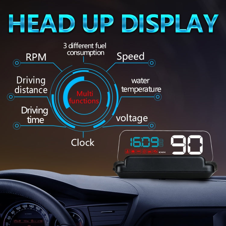 C500 Car HUD Virtual HD Projection Head-up Display, With Adjustable Reflection Board, Speed & RPM & Water Temperature & Oil Consumption & Driving Distance / Time & Voltage Display, Over Speed Alarm, Connect OBD2 Interface(White) - free shipping - PMC TechLife - Order now!