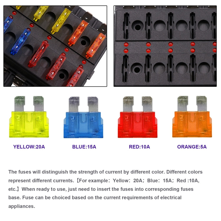 1 in 8 Out Fuse Box Screw Terminal Section Fuse Holder Kits with LED Warning Indicator for Auto Car Truck Boat - Fuse by PMC TechLife | Online Shopping South Africa | PMC TechLife | Buy Now Pay Later Mobicred
