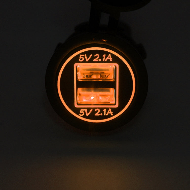 Universal Car Charger 2 Port Power Socket Power Dual USB Charger 5V 4.2A IP66 with Aperture(Orange Light) - DIY Modified Charger by PMC TechLife | Online Shopping South Africa | PMC TechLife | Buy Now Pay Later Mobicred