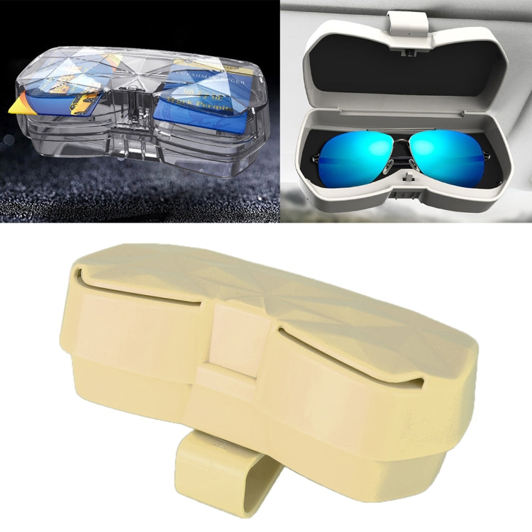 Car Multi-functional Glasses Case Sunglasses Storage Holder with Card Slot, Diamond Style (Beige) - Sunglasses & Glasses Clips by PMC TechLife | Online Shopping South Africa | PMC TechLife | Buy Now Pay Later Mobicred