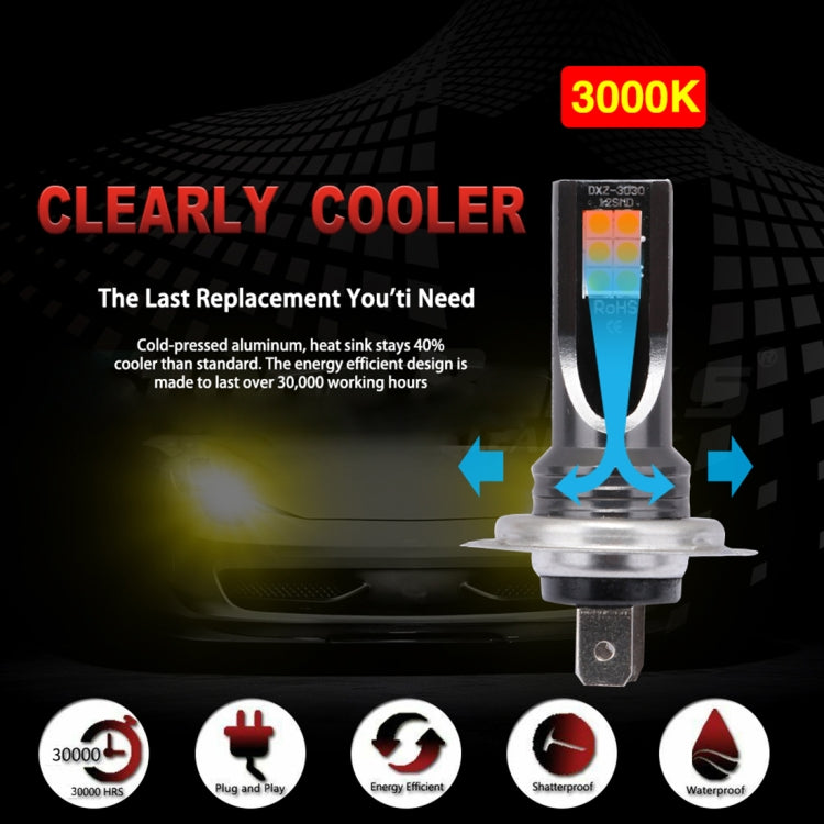 2 PCS H7 DC12V-24V / 12W / 3000K / 800LM 12LEDs SMD-3030 Car LED Fog Light (Yellow Light) - free shipping - PMC TechLife - Order now!