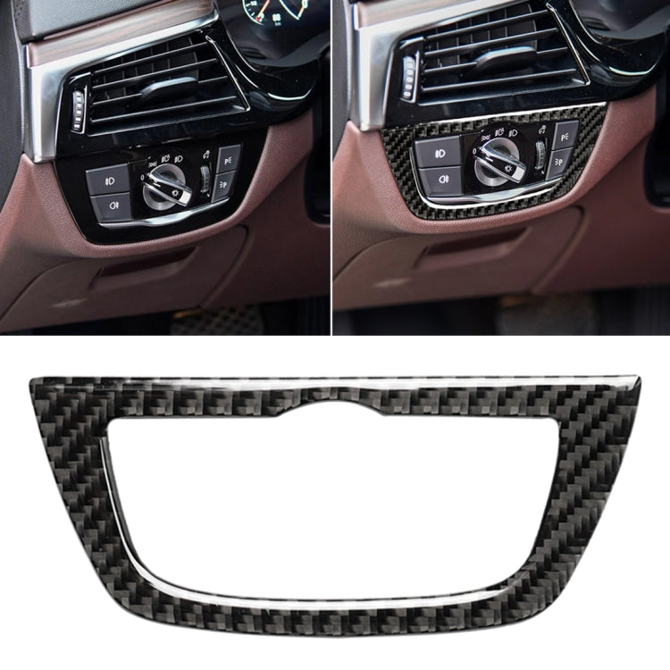 Car Carbon Fiber Headlight Switch Frame Decorative Sticker for BMW 5 Series G38 528Li / 530Li / 540Li 2018 - Car Interior Mouldings by PMC Jewellery | Online Shopping South Africa | PMC Jewellery | Buy Now Pay Later Mobicred