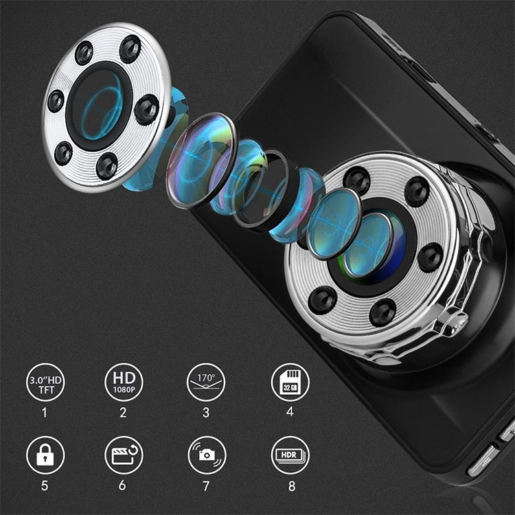 T638+ Car DVR USB Hidden Dual-lens Driving Recorder HD Reversing Video Monitor - Car DVRs by PMC TechLife | Online Shopping South Africa | PMC TechLife | Buy Now Pay Later Mobicred