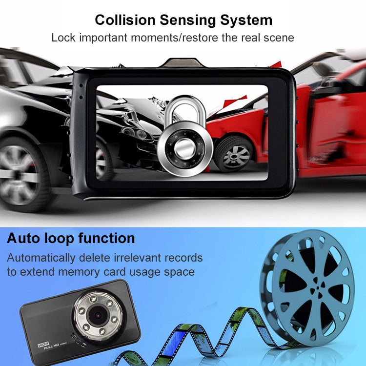 T638+ Car DVR USB Hidden Dual-lens Driving Recorder HD Reversing Video Monitor - Car DVRs by PMC TechLife | Online Shopping South Africa | PMC TechLife | Buy Now Pay Later Mobicred