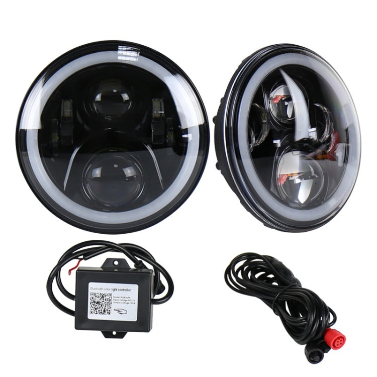 2 PCS 7 inch DC12V 6000K-6500K 50W Car LED Headlight Lamp Beads for Jeep Wrangler / Harley, Support APP + Bluetooth Control(Black) - Work Lights by PMC TechLife | Online Shopping South Africa | PMC TechLife | Buy Now Pay Later Mobicred