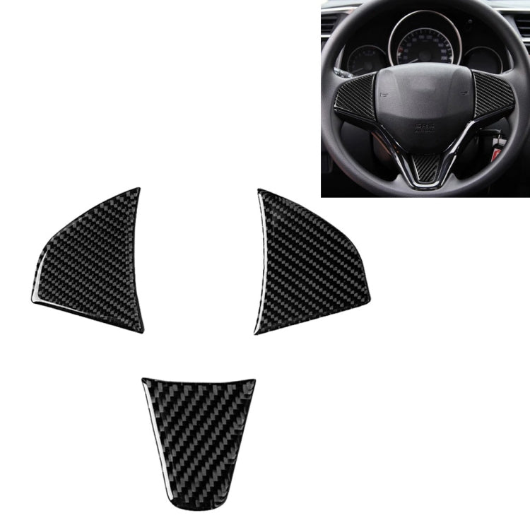 3 in 1 Car Carbon Fiber Steering Wheel Button Decorative Sticker for Honda Fit, Left and Right Drive Universal - Car Interior Mouldings by PMC TechLife | Online Shopping South Africa | PMC TechLife | Buy Now Pay Later Mobicred