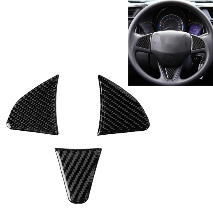 3 in 1 Car Carbon Fiber Steering Wheel Button Decorative Sticker for Honda Fit, Left and Right Drive Universal - Car Interior Mouldings by PMC TechLife | Online Shopping South Africa | PMC TechLife | Buy Now Pay Later Mobicred