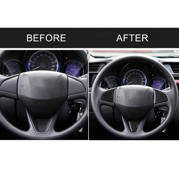 3 in 1 Car Carbon Fiber Steering Wheel Button Decorative Sticker for Honda Fit, Left and Right Drive Universal - Car Interior Mouldings by PMC TechLife | Online Shopping South Africa | PMC TechLife | Buy Now Pay Later Mobicred
