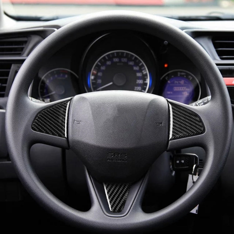 3 in 1 Car Carbon Fiber Steering Wheel Button Decorative Sticker for Honda Fit, Left and Right Drive Universal - Car Interior Mouldings by PMC TechLife | Online Shopping South Africa | PMC TechLife | Buy Now Pay Later Mobicred
