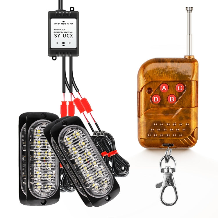 DC12V-24V / 18W 4 in 1 Front Grille Emergency Strobe Flash Warning Light Pickup 12LEDs Side Light Wireless Control 16 Modes (Red Light) - Warning Lights by PMC TechLife | Online Shopping South Africa | PMC TechLife | Buy Now Pay Later Mobicred