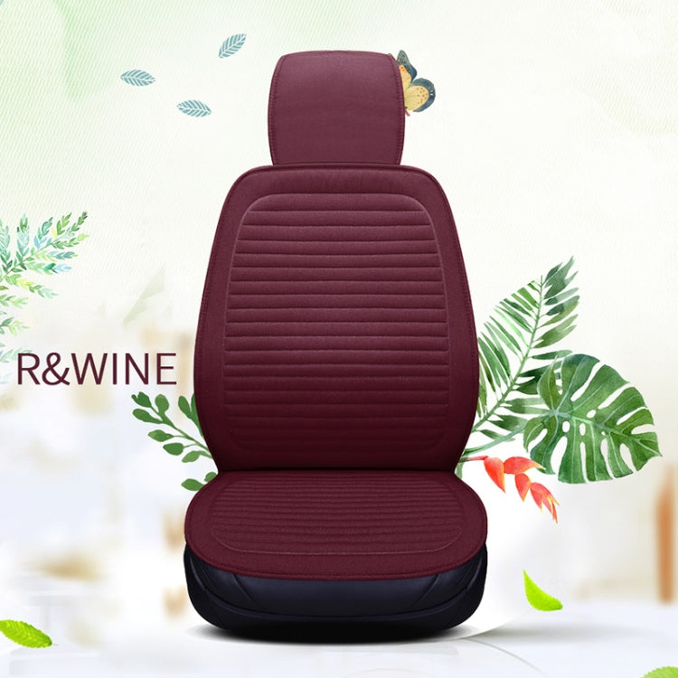 Car Four Seasons Linen Fabric Front Seat Cushion (Wine Red) - Seat Accessories by PMC Jewellery | Online Shopping South Africa | PMC Jewellery | Buy Now Pay Later Mobicred