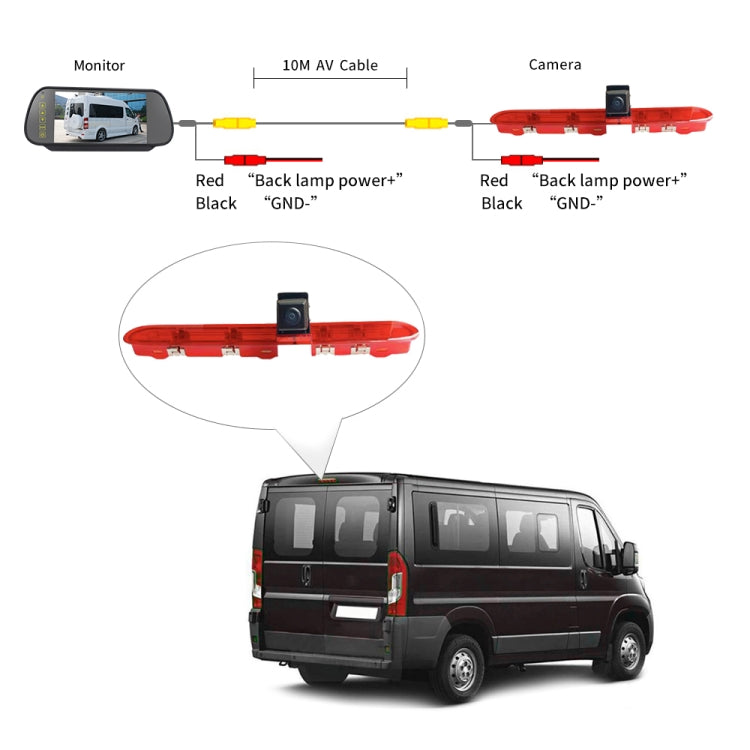 PZ471 Car Waterproof 170 Degree Brake Light View Camera + 7 inch Rearview Monitor for Citroen / Peugeot / Toyota - Rear View Cameras by PMC TechLife | Online Shopping South Africa | PMC TechLife | Buy Now Pay Later Mobicred