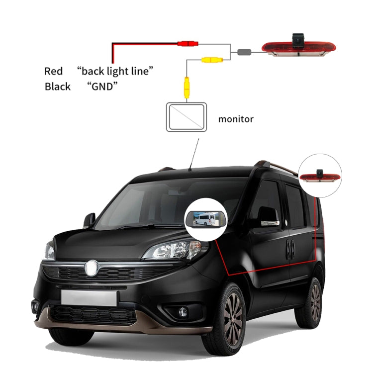 PZ472 Car Waterproof 170 Degree Brake Light View Camera + 7 inch Rearview Monitor for Fiat / Opel - Rear View Cameras by PMC TechLife | Online Shopping South Africa | PMC TechLife | Buy Now Pay Later Mobicred