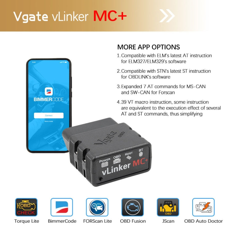 Vgate VLINKER MC+ V2.2 Bluetooth 4.0 Car OBD Fault Diagnosis Detector - free shipping - PMC TechLife - Order now!