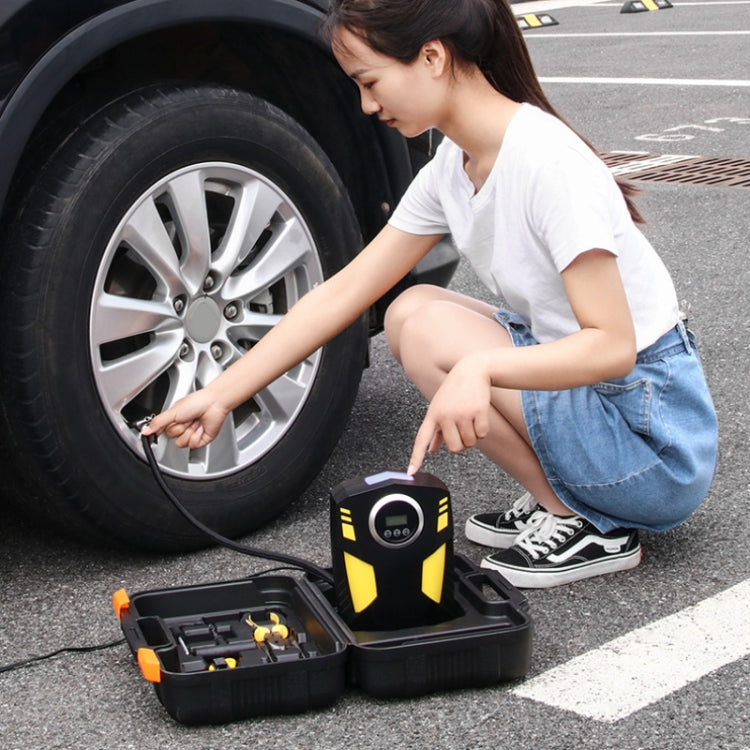 Car 12V Portable Inflatable Cylinder Pedal Digital Display Air Pump with Light & Tool Box - Inflatable Pump by PMC TechLife | Online Shopping South Africa | PMC TechLife