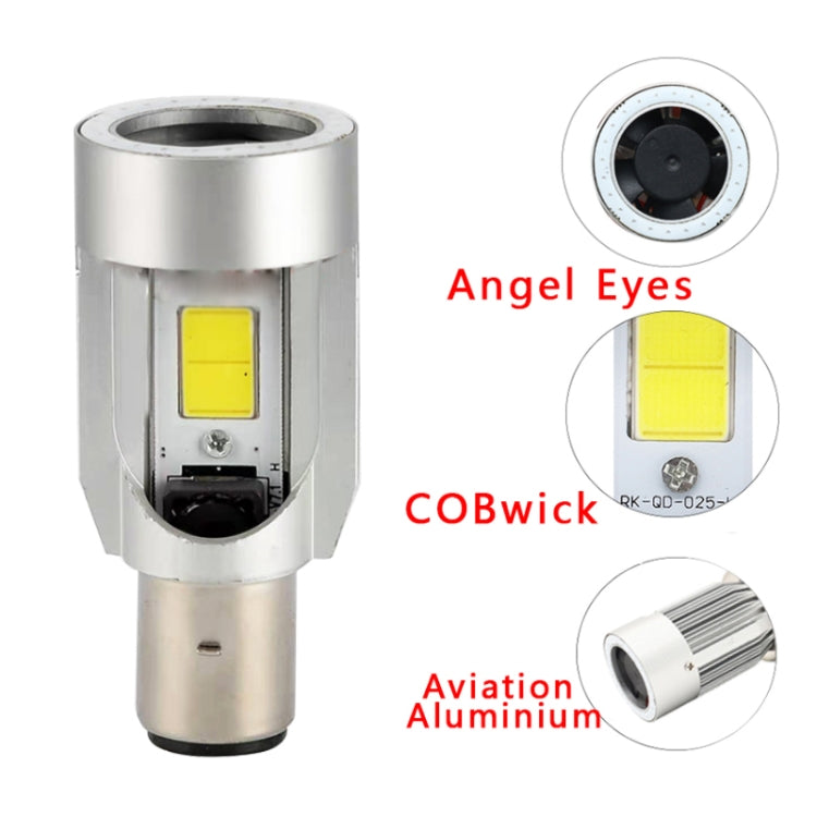 BA20D DC12-80V / 20W / 6000K / 2000LM Motorcycle Headlight with Angel Eyes (Blue) - Headlights by PMC Jewellery | Online Shopping South Africa | PMC Jewellery | Buy Now Pay Later Mobicred