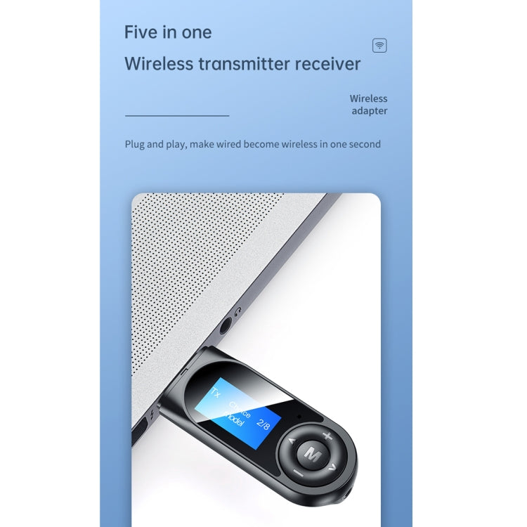 T-13 Bluetooth 5.0 LCD Digital Display Bluetooth Adapter Receiver Transmitter(Black) - free shipping - PMC Jewellery - Order now!