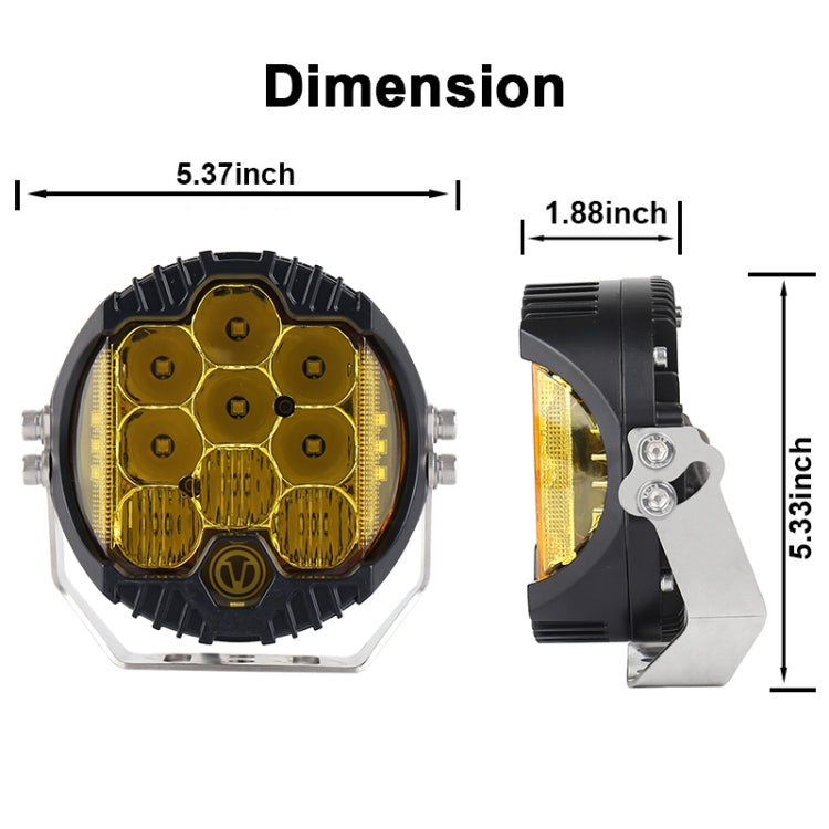 OL-1950Y 5 inch DC12V-30V 5000LM 6500K 50W Car LED Light on Three Sides Headlight for Jeep Wrangler (Gold Light) - Work Lights by PMC TechLife | Online Shopping South Africa | PMC TechLife | Buy Now Pay Later Mobicred