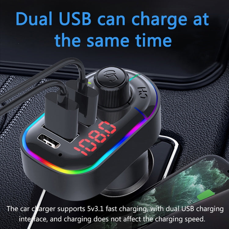 C12 Multifunctional Car Dual USB Charger Bluetooth FM Transmitter with Atmosphere Light - Bluetooth Car Kits by PMC TechLife | Online Shopping South Africa | PMC TechLife | Buy Now Pay Later Mobicred