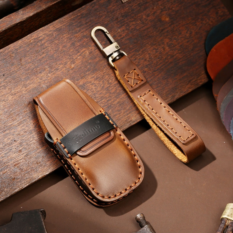 Hallmo Car Cowhide Leather Key Protective Cover Key Case for New Mercedes-Benz E300L(Brown) - free shipping - PMC TechLife - Order now!